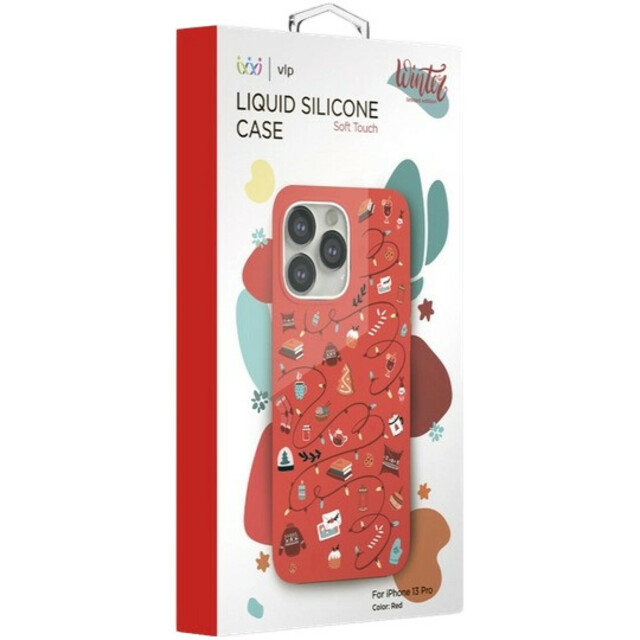 Чехол-накладка VLP Liquid Silicone Case WinterSeries для смартфона Apple iPhone 13 Pro (Цвет: Red)