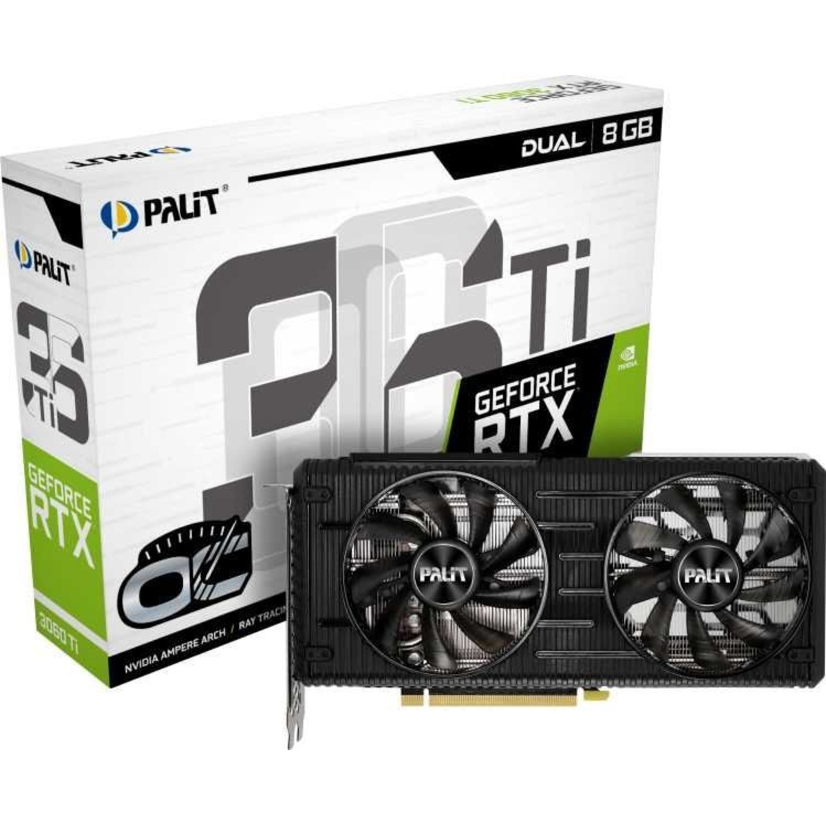 Видеокарта Palit PCI-E PA-RTX3060Ti DUAL OC 8G NVIDIA GeForce RTX 3060Ti 8192Mb 256 GDDR6 1410 / 14000 / HDMIx1 / DPx3 / HDCP Ret lhr