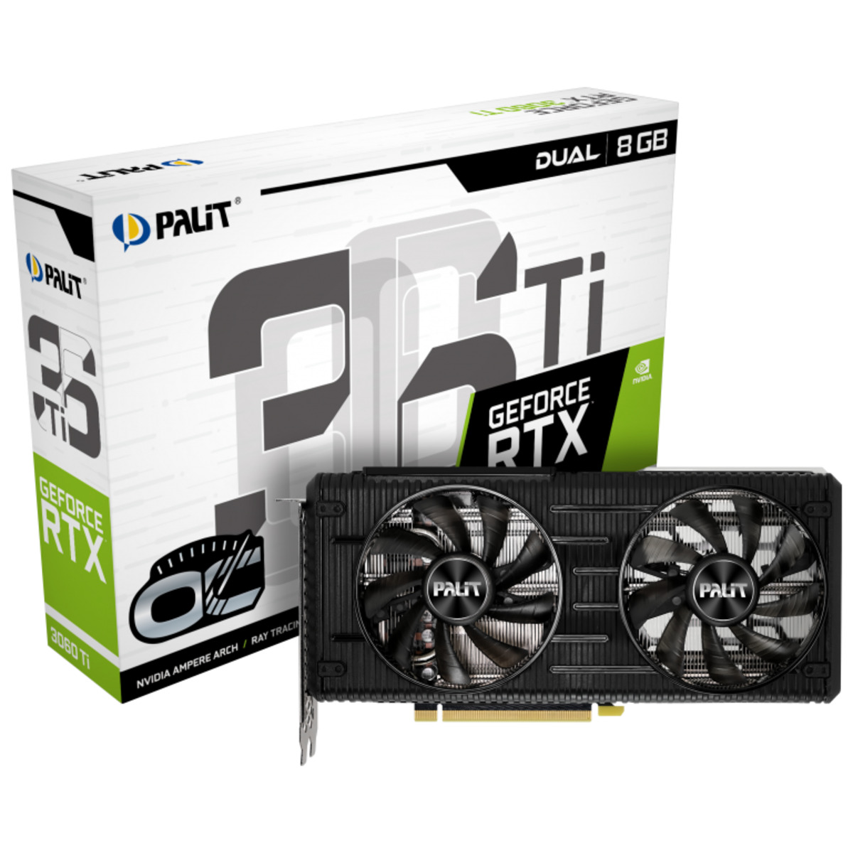 Видеокарта Palit PCI-E PA-RTX3060Ti DUAL OC 8G NVIDIA GeForce RTX 3060Ti 8192Mb 256 GDDR6 1410 / 14000 / HDMIx1 / DPx3 / HDCP Ret lhr