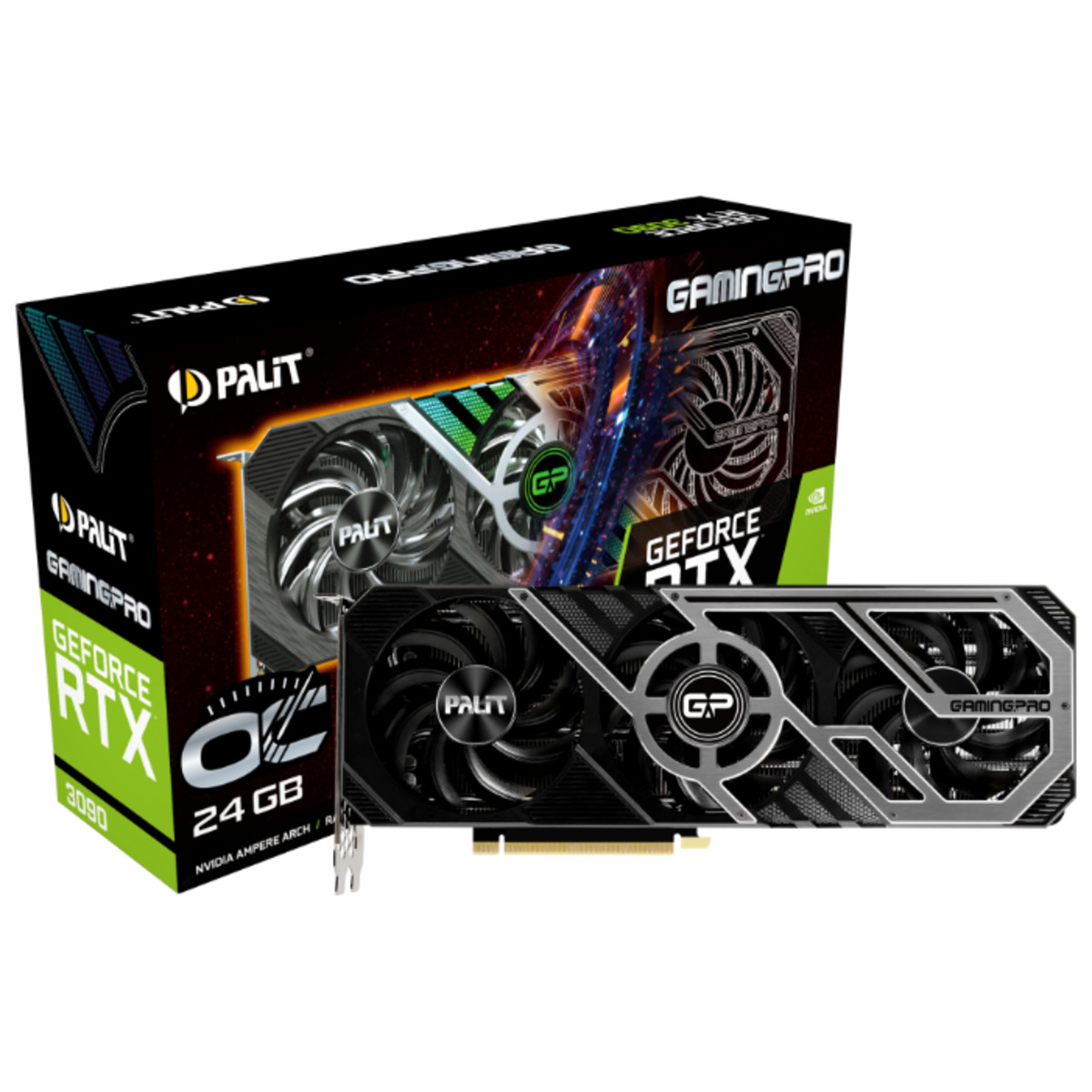 Видеокарта Palit GeForce RTX 3090 1395MHz PCI-E 4.0 24576MB 19500MHz 384 bit HDMI 3xDisplayPort HDCP GamingPro OC