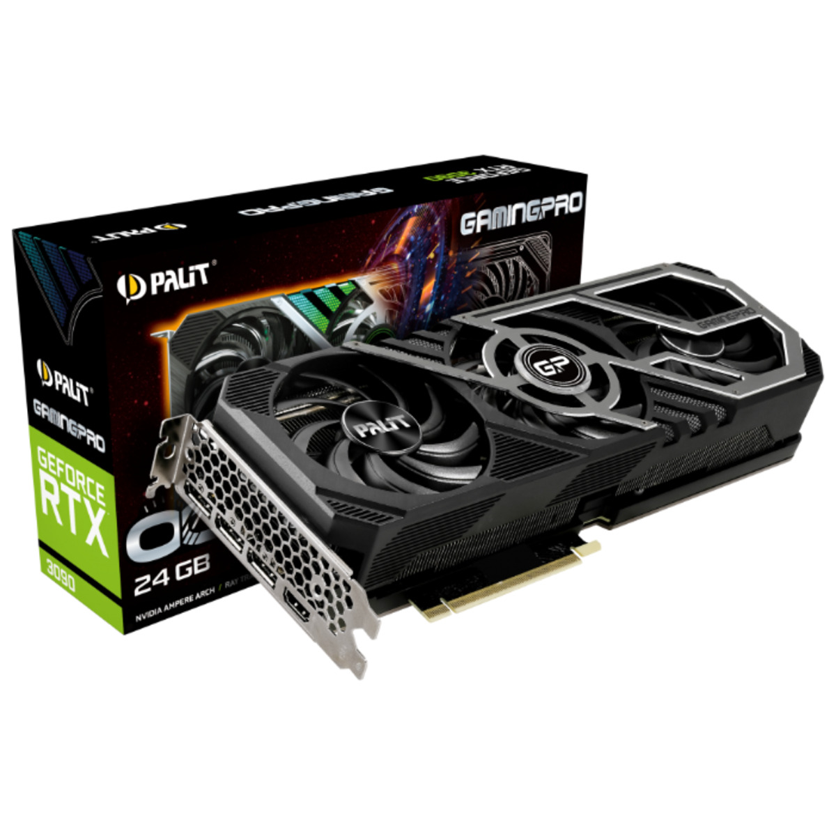 Видеокарта Palit GeForce RTX 3090 1395MHz PCI-E 4.0 24576MB 19500MHz 384 bit HDMI 3xDisplayPort HDCP GamingPro OC