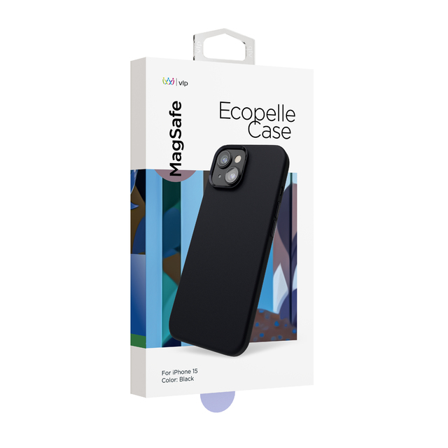 Чехол-накладка VLP Ecopelle Case with MagSafe для смартфона Apple iPhone 15, черный