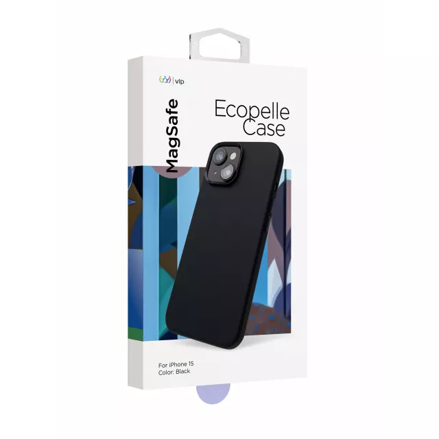 Чехол-накладка VLP Ecopelle Case with MagSafe для смартфона Apple iPhone 15, черный