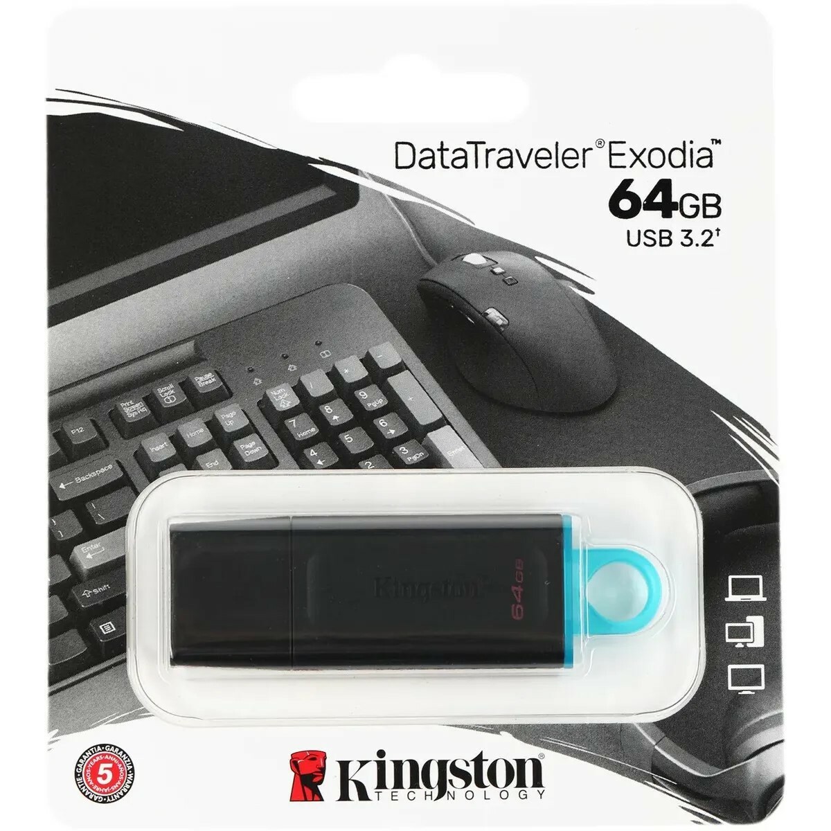 Флэш-накопитель Kingston 64GB DTX/64GB (Цвет: Black/Blue)