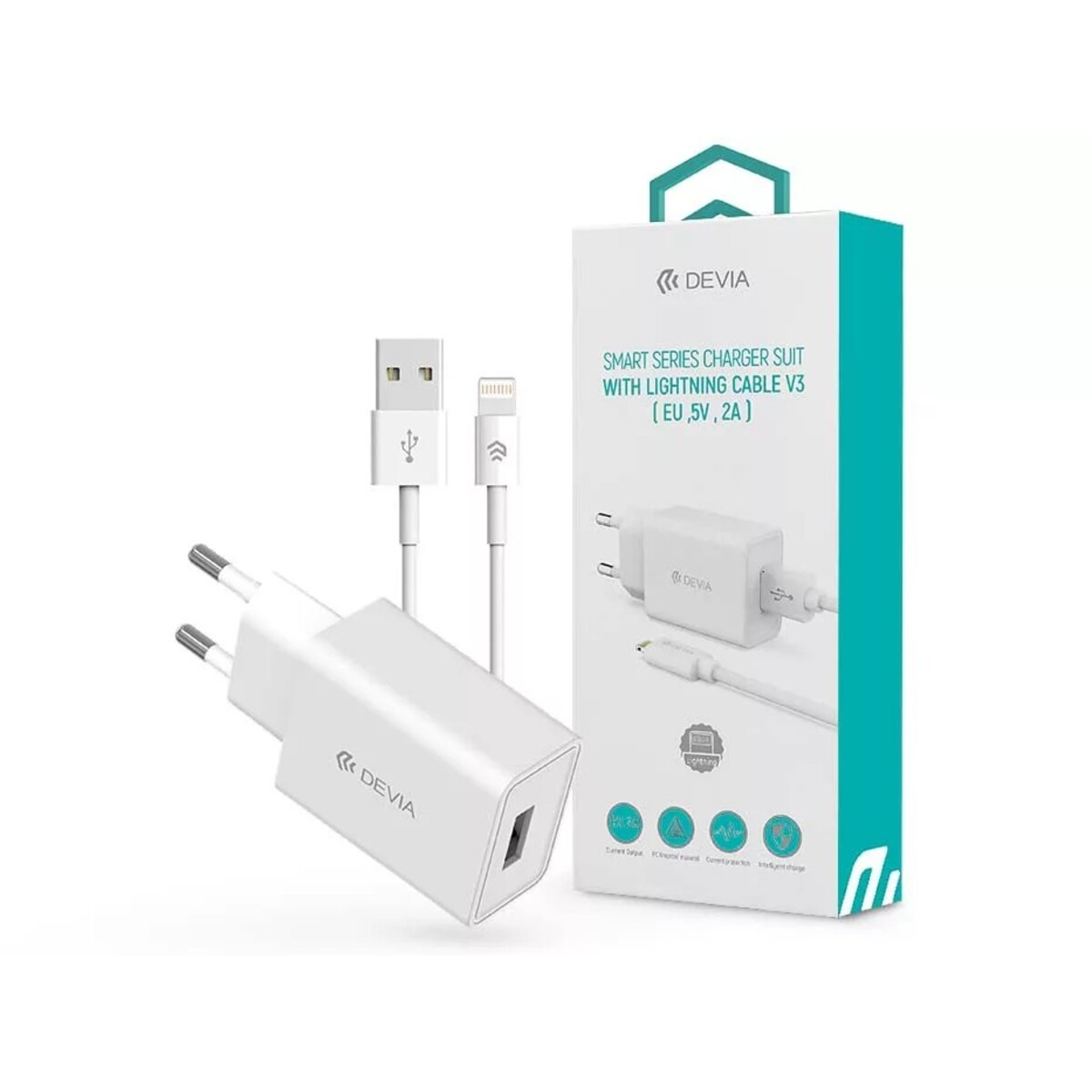 Сетевое зарядное устройство Devia Smart Series с кабелем Lightning, белый