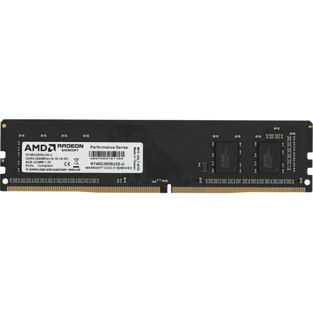 Память DDR4 8Gb 2666MHz AMD R748G2606U2S-U RTL PC4-21300 CL16 DIMM 288-pin 1.2В