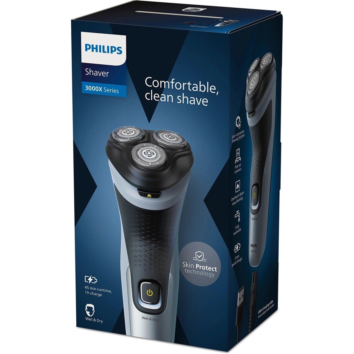 Бритва роторная Philips 3000X Series X3063/00 (Цвет: Black/Blue)