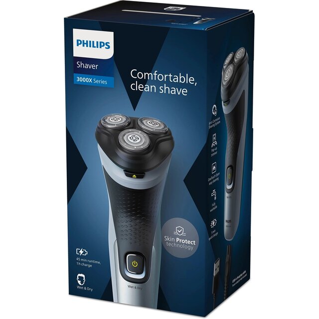 Бритва роторная Philips 3000X Series X3063 / 00 (Цвет: Black / Blue)