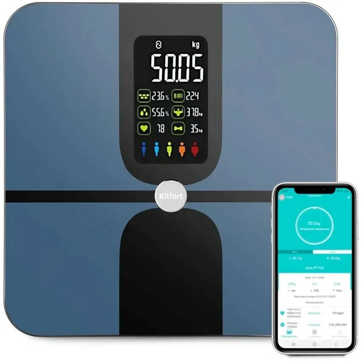 Весы напольные электронные Kitfort КТ-816 (Цвет: Blue/Black)
