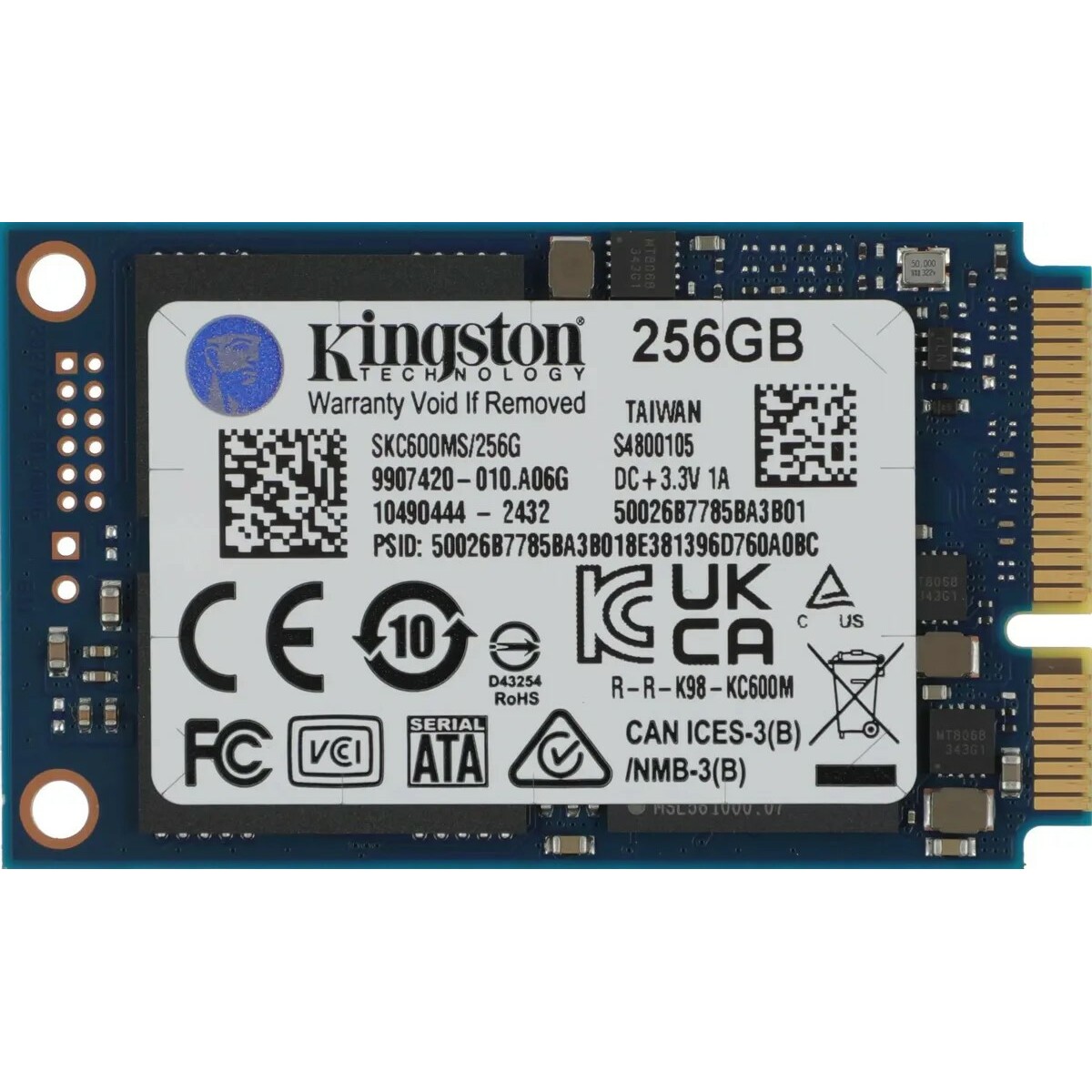 Накопитель SSD Kingston mSATA 256Gb SKC600MS/256G