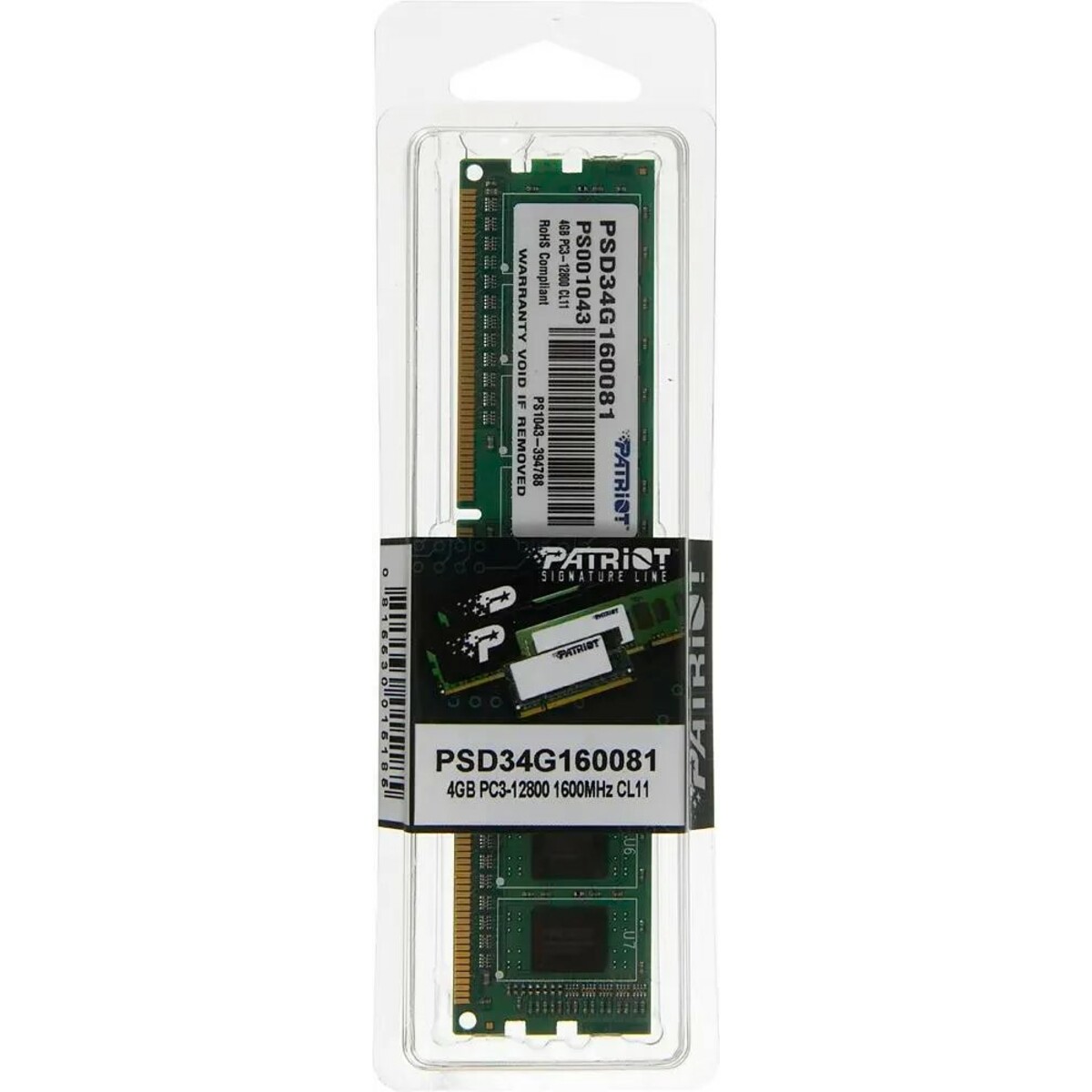 Память DDR3 4Gb 1600MHz Patriot PSD34G160081