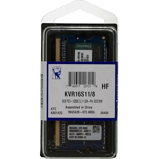 Память DDR3 8Gb 1600MHz Kingston KVR16S11 / 8 Память DDR3 8Gb 1600MHz Kingston KVR16S11 / 8