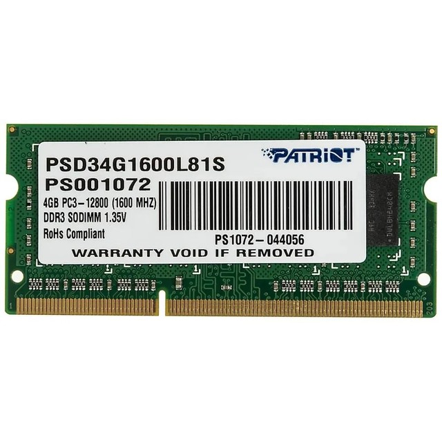 Память DDR3L 4Gb 1600MHz Patriot PSD34G1600L81S