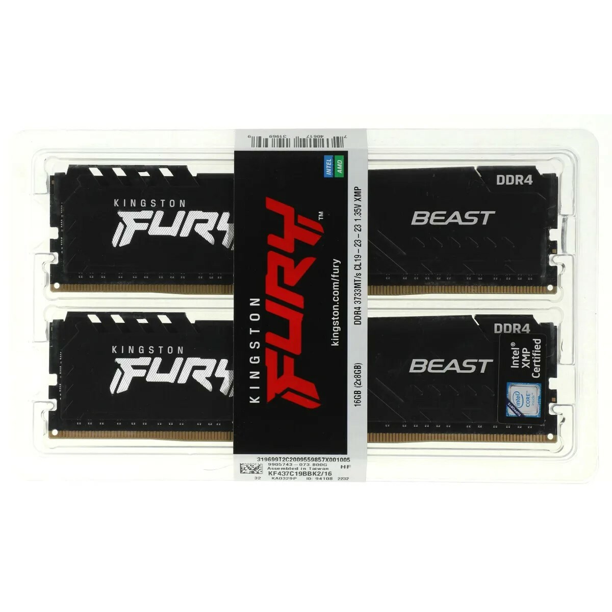 Память DDR4 2x8Gb 3733MHz Kingston KF437C19BBK2/16