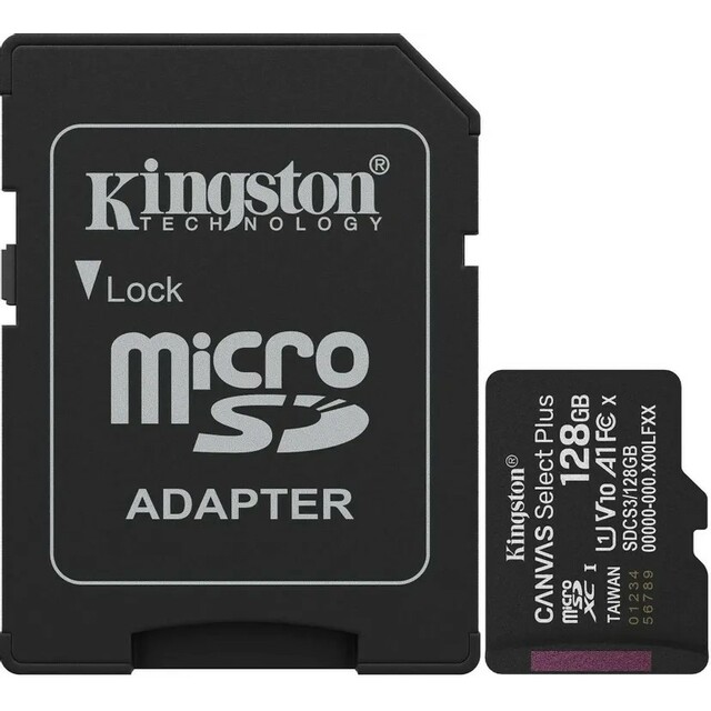 Карта памяти microSDXC Kingston Canvas Select Plus UHS-I U1 128Gb, черный Карта памяти microSDXC Kingston Canvas Select Plus UHS-I U1 128Gb, черный