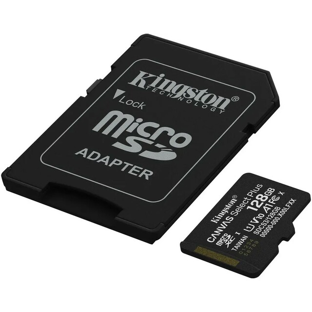 Карта памяти microSDXC Kingston Canvas Select Plus UHS-I U1 128Gb, черный