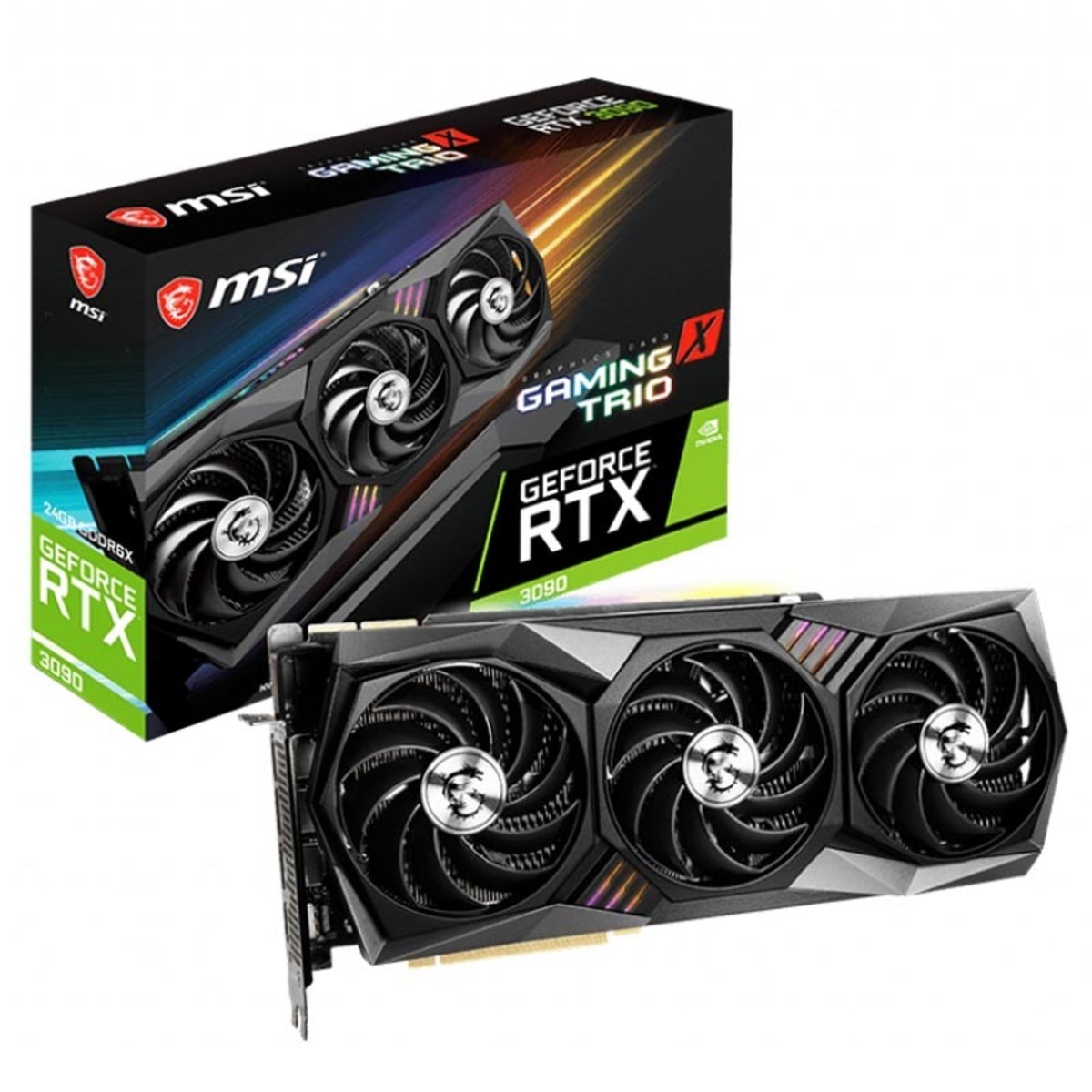 Видеокарта MSI PCI-E 4.0 RTX 3090 GAMING X TRIO 24G NVIDIA GeForce RTX 3090 24576Mb 384 GDDR6X 1815 / 20000 / HDMIx1 / DPx3 / HDCP Ret