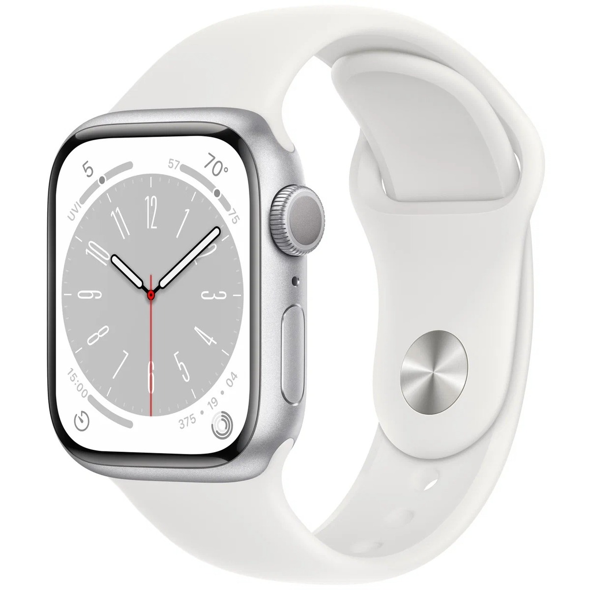 Умные часы Apple Watch Series 8 45mm Aluminum Case with Sport Band S/M (Цвет: Silver/White)