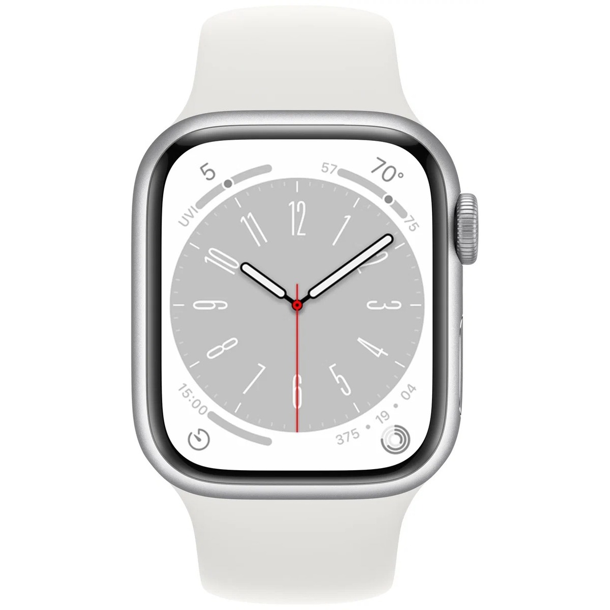 Умные часы Apple Watch Series 8 45mm Aluminum Case with Sport Band S/M (Цвет: Silver/White)