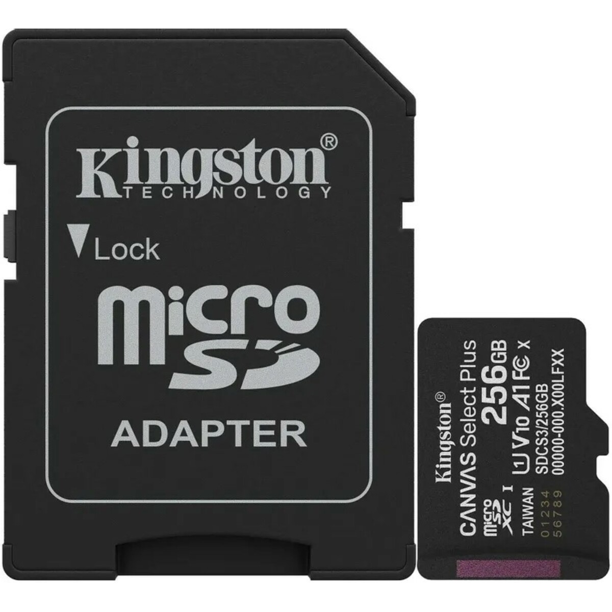 Карта памяти microSDXC Kingston Canvas Select Plus UHS-I U1 256Gb, черный