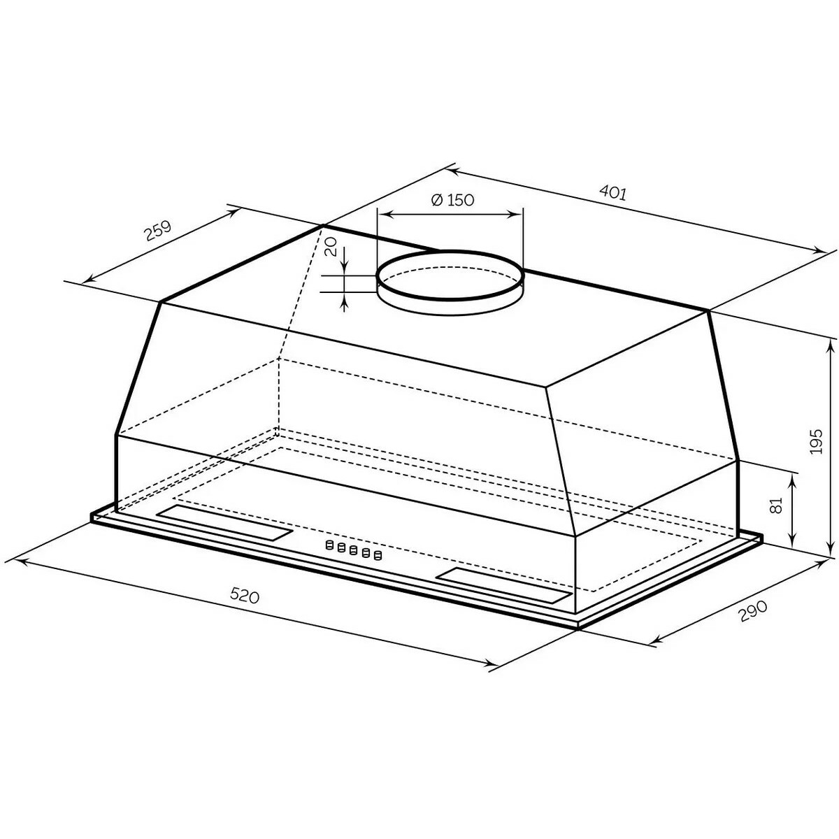 Вытяжка встраиваемая Lex Hyper 600 Inverter BBL, черный 