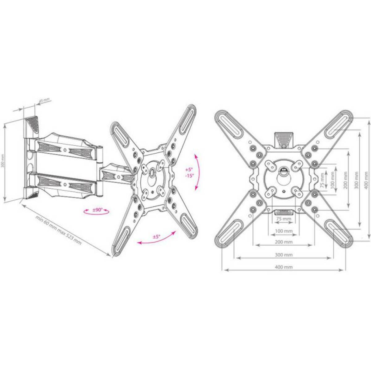 Кронштейн настенный Kromax Atlantis-40 (Цвет: White)