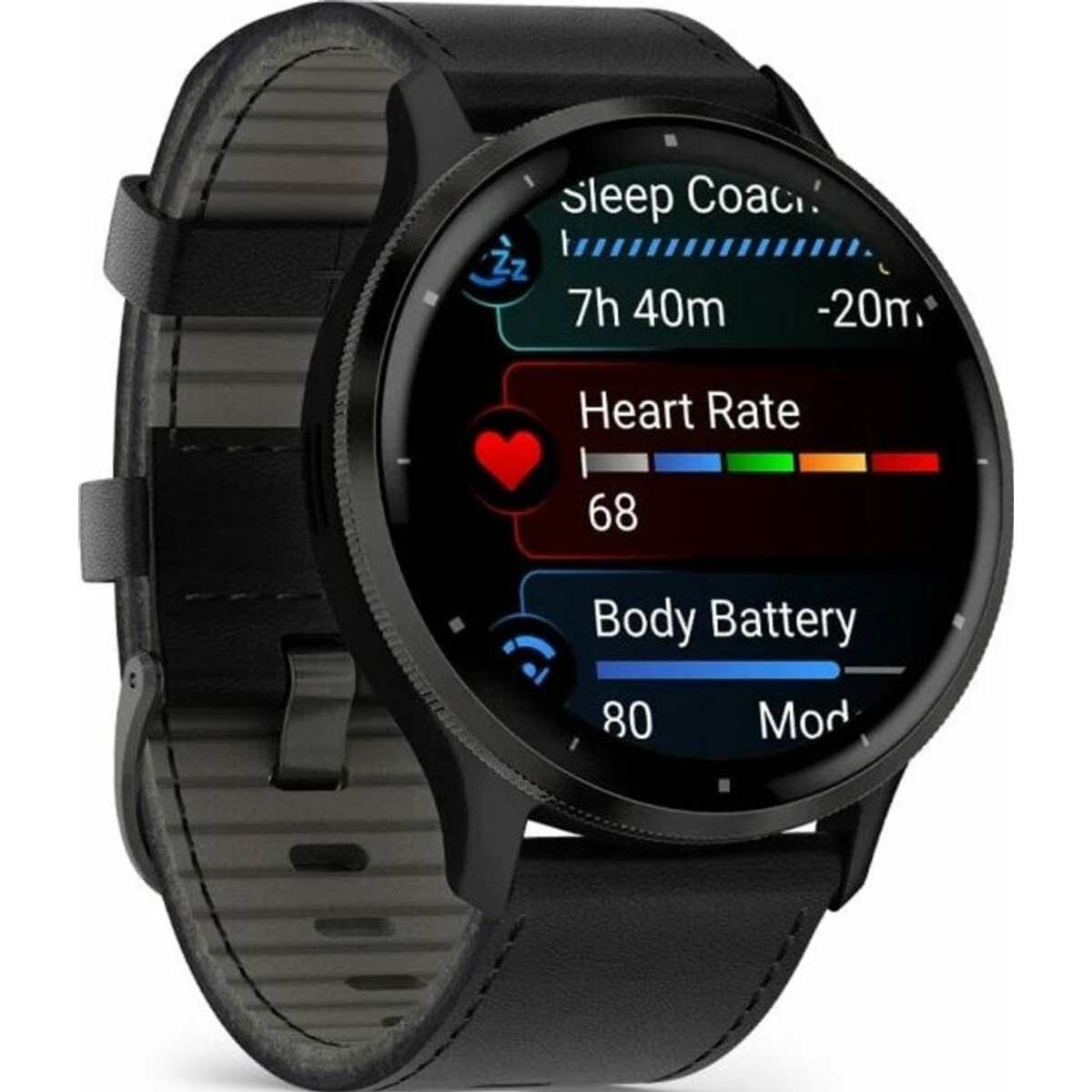 Умные часы Garmin Venu 3 + Leather Band, черный