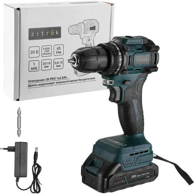 Дрель-шуруповерт Zitrek Greenpower 20 Pro (Цвет: Green / Black)