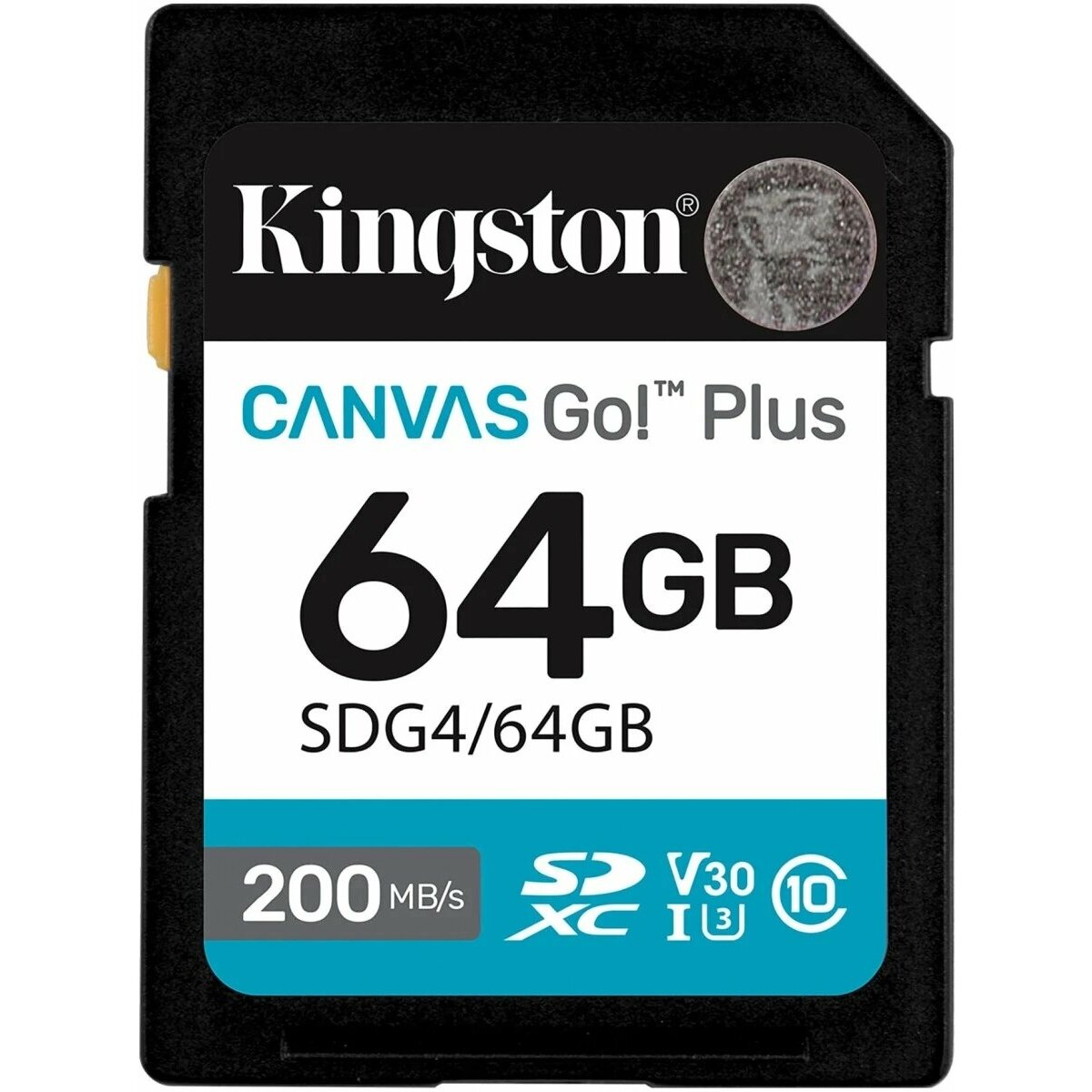 Карта памяти SDXC 64GB Kingston SDG4 / 64GB Canvas Go! Plus V30 w / o adapter, черный