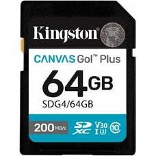 Карта памяти SDXC 64GB Kingston SDG4/64GB Canvas Go! Plus V30 w/o adapter, черный