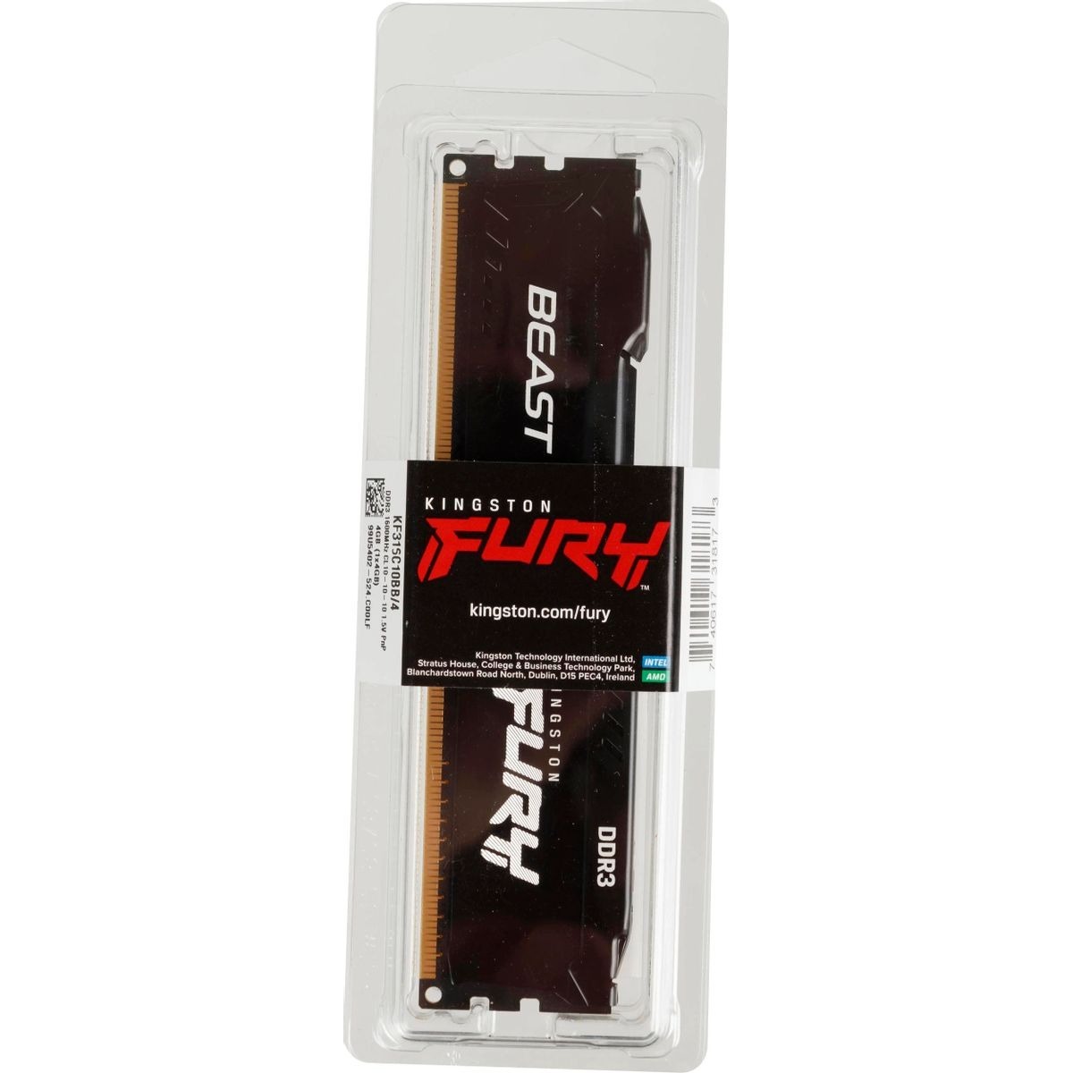 Память DDR3 4Gb 1600MHz Kingston KF316C10BB/4 Fury Beast Black RTL PC3-12800 CL10 DIMM 240-pin 1.5В single rank