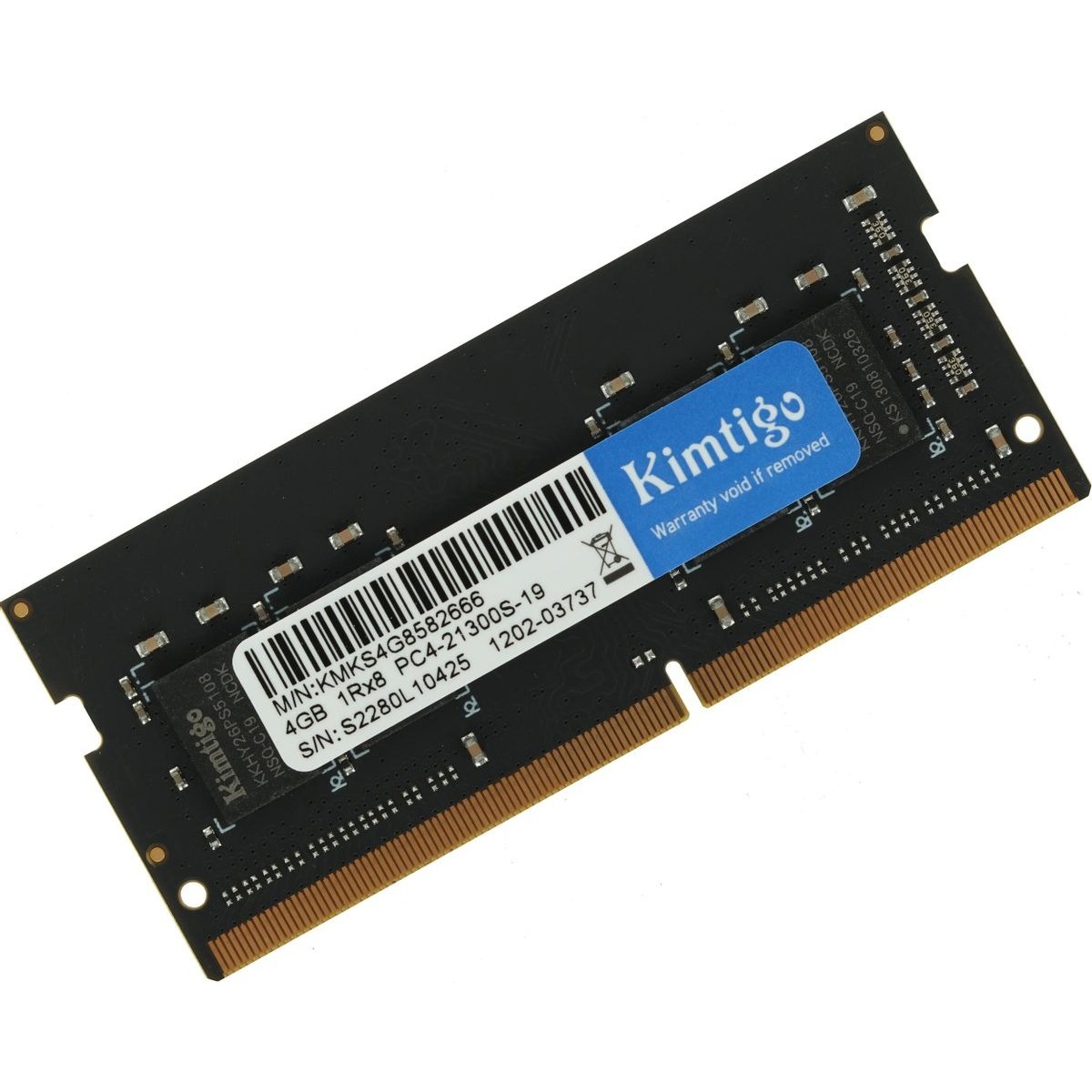 Память DDR4 4Gb 2666MHz Kimtigo KMKS4G8582666 RTL PC4-21300 CL19 SO-DIMM 260-pin 1.2В single rank