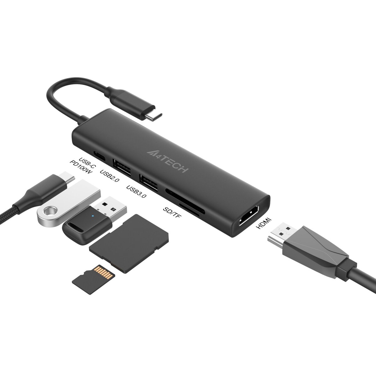 Разветвитель USB-C A4Tech DST-60C (Цвет: Gray)