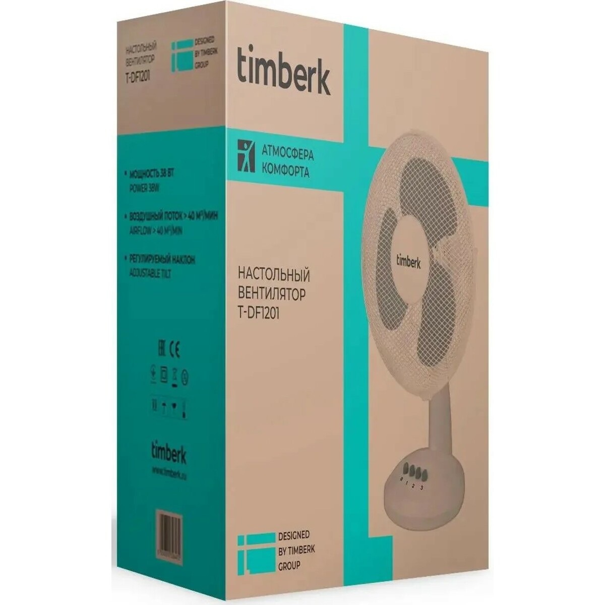 Вентилятор настольный Timberk T-DF1201, белый