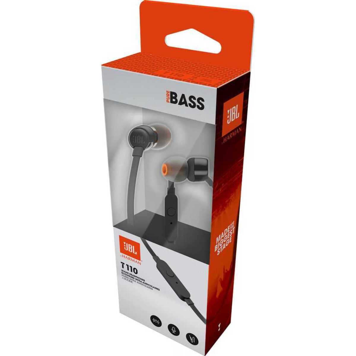 Наушники JBL TUNE 110 In-Ear Headphones with Mic (TUNE110BLK), черный