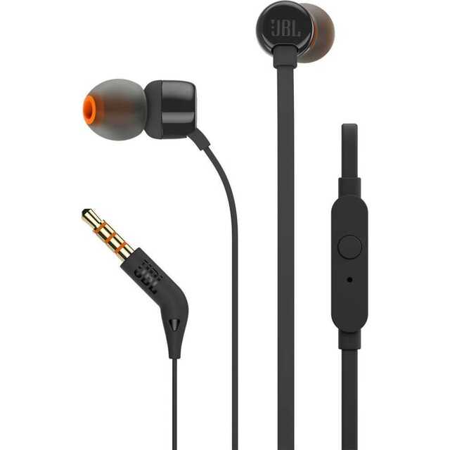 Наушники JBL TUNE 110 In-Ear Headphones with Mic (TUNE110BLK), черный Наушники JBL TUNE 110 In-Ear Headphones with Mic (TUNE110BLK), черный