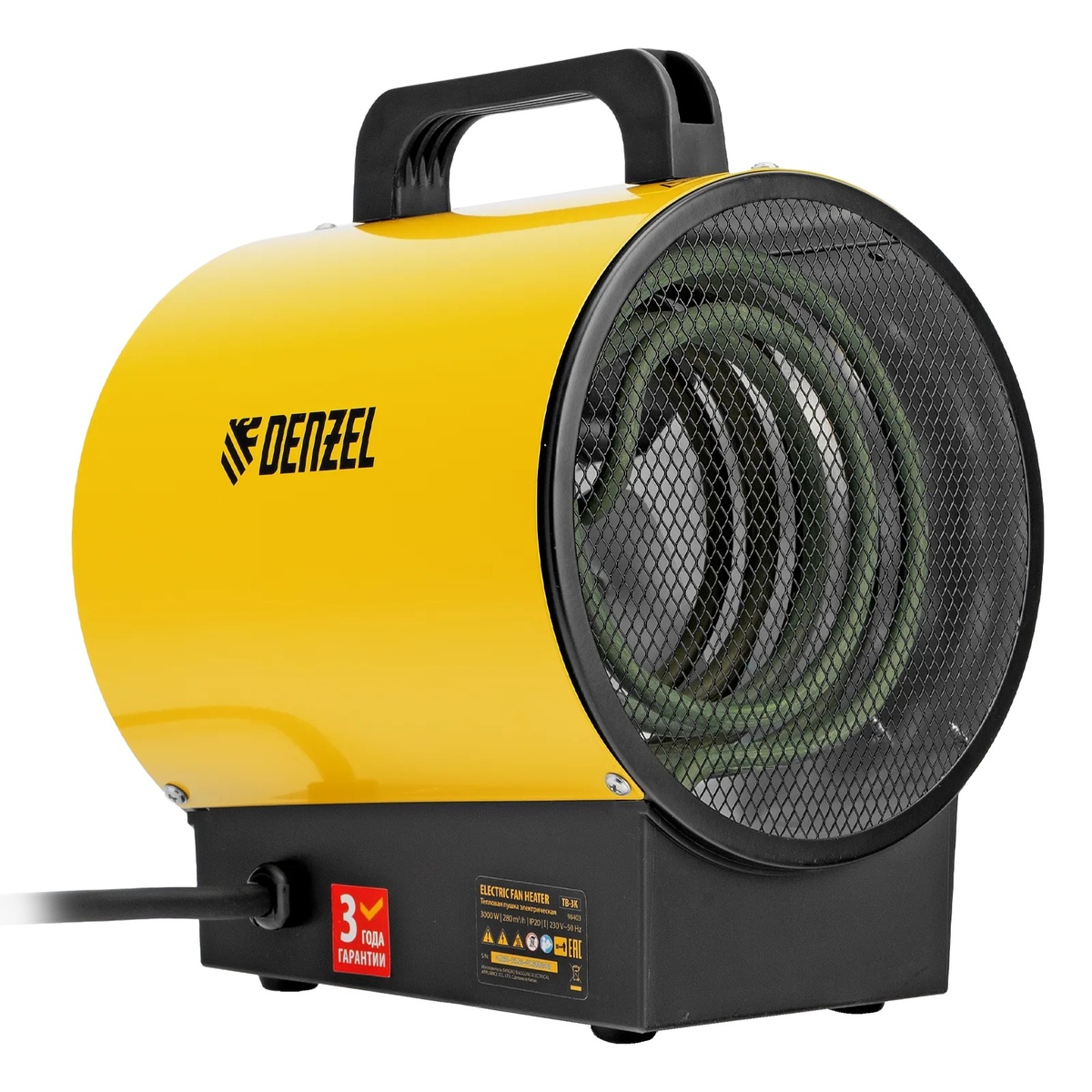 Тепловая пушка электрическая Denzel TB-3K (Цвет: Yellow)