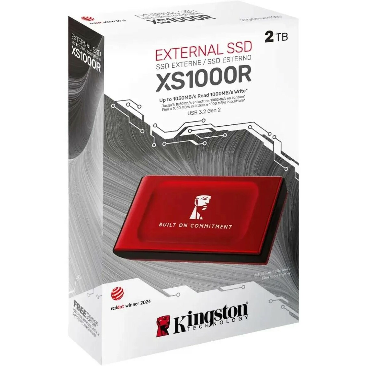 Накопитель SSD Kingston USB3.2 Gen2 2TB SXS1000R/2000GA (Цвет: Red)