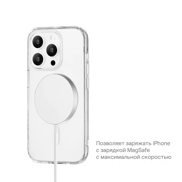 Чехол-накладка uBear Real Mag Case для смартфона Apple iPhone 15 Pro (Цвет: Crystal Clear)