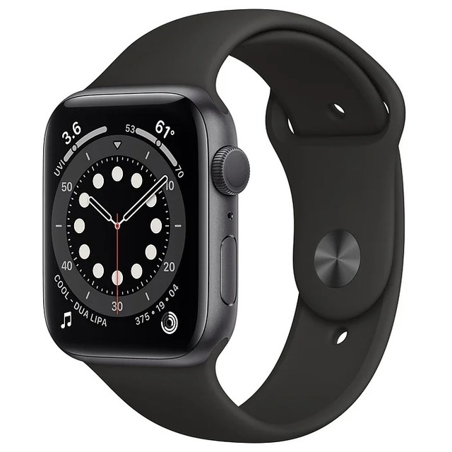 Умные часы Apple Watch Series 6 GPS 44mm Aluminum Case with Sport Band (Цвет: Space Gray / Black)