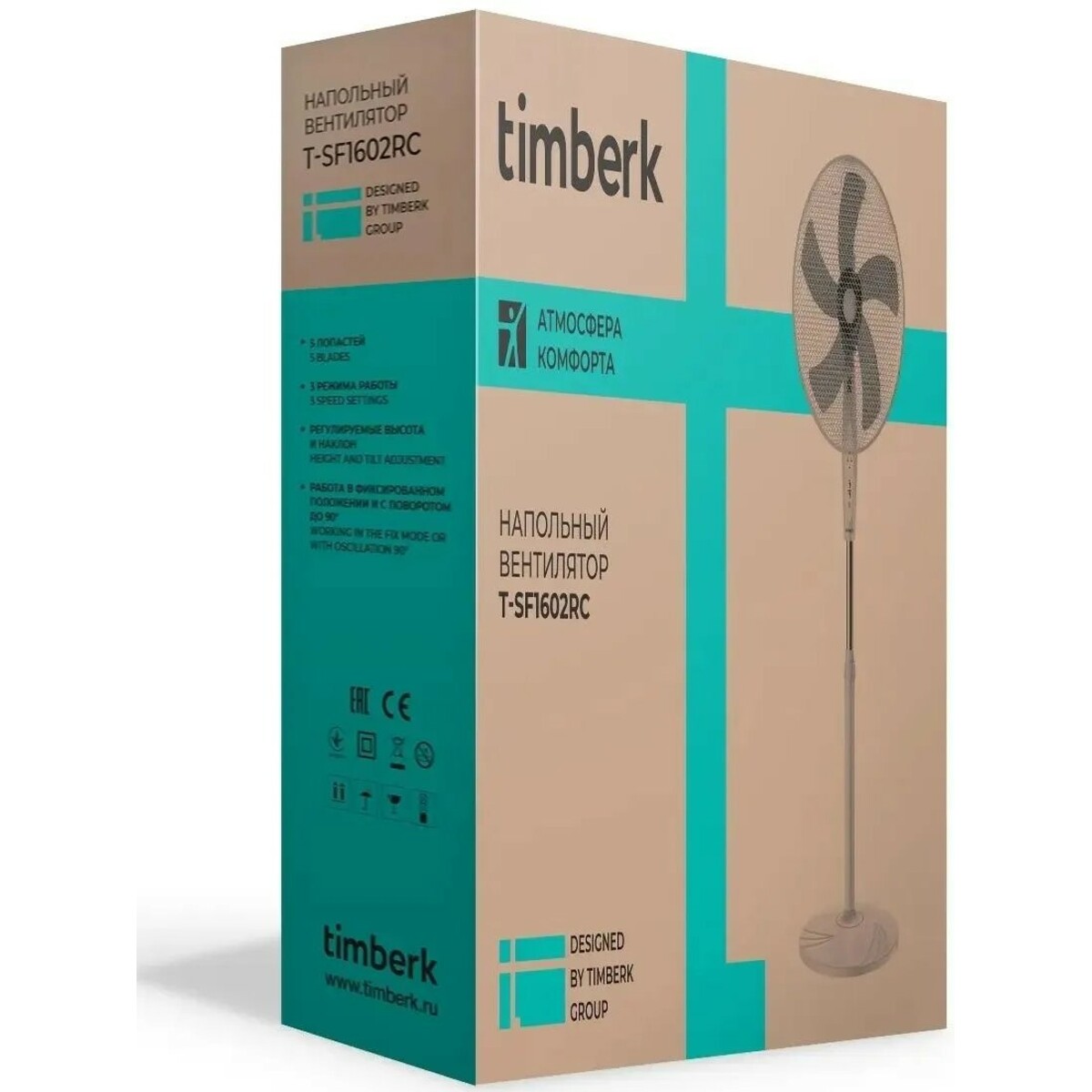 Вентилятор напольный Timberk T-SF1602RC, белый