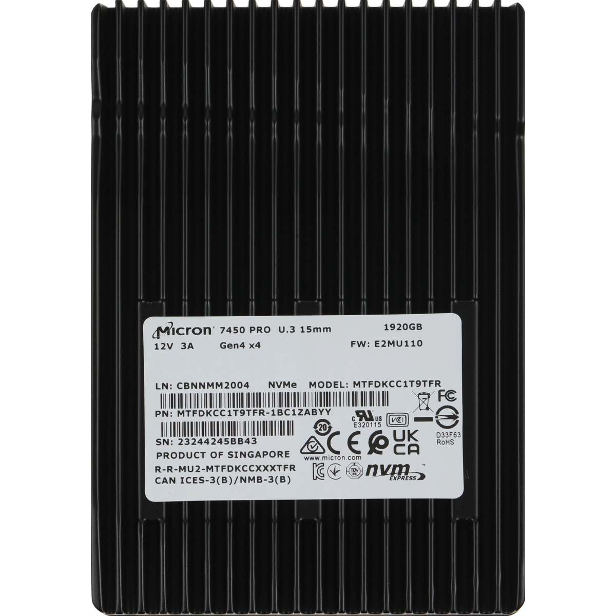 Накопитель SSD Crucial PCIe 4.0 x4 1.92TB MTFDKCC1T9TFR-1BC1ZABYY