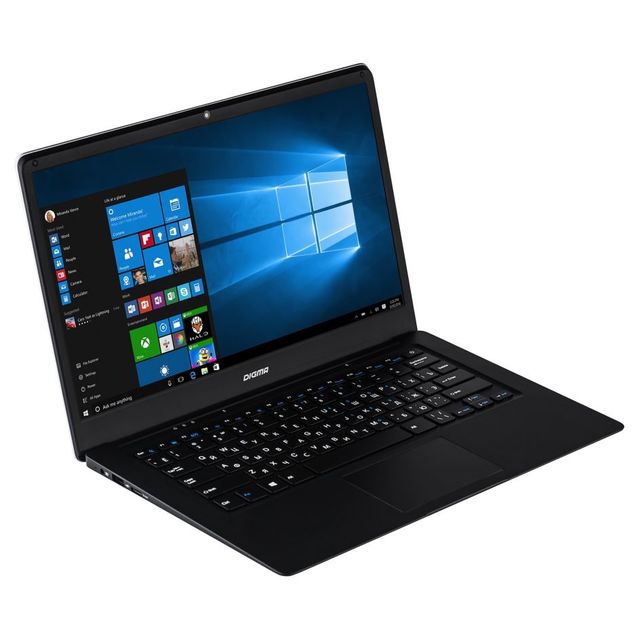 Ноутбук Digma EVE 1401 Atom X5 Z8350/2Gb/SSD32Gb/Intel HD Graphics 400/14.1 /TN/HD (1366x768)/Windows 10 Home Multi Language 64/black/silver/WiFi/BT/Cam/8000mAh