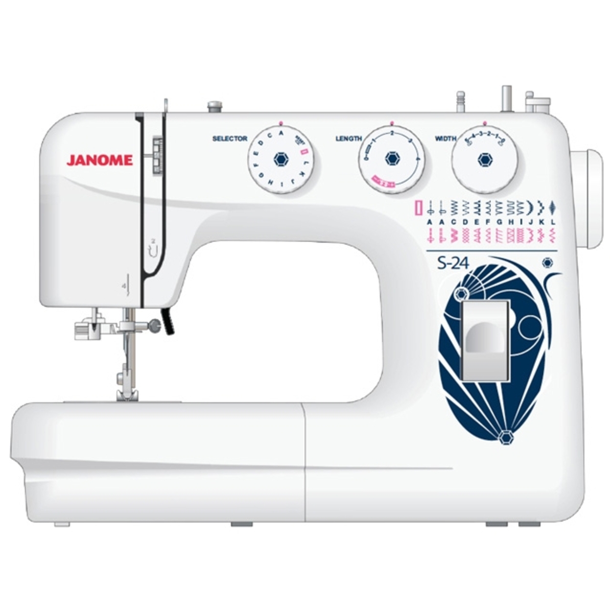 Швейная машина Janome S-24 (Цвет: White/Blue)