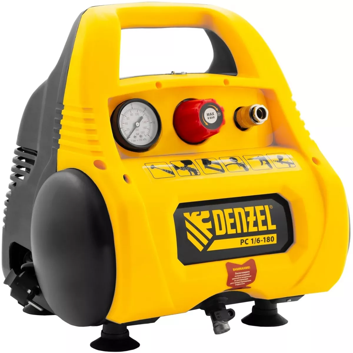 Компрессор поршневой Denzel РС 1/6-180 (Цвет: Yellow)
