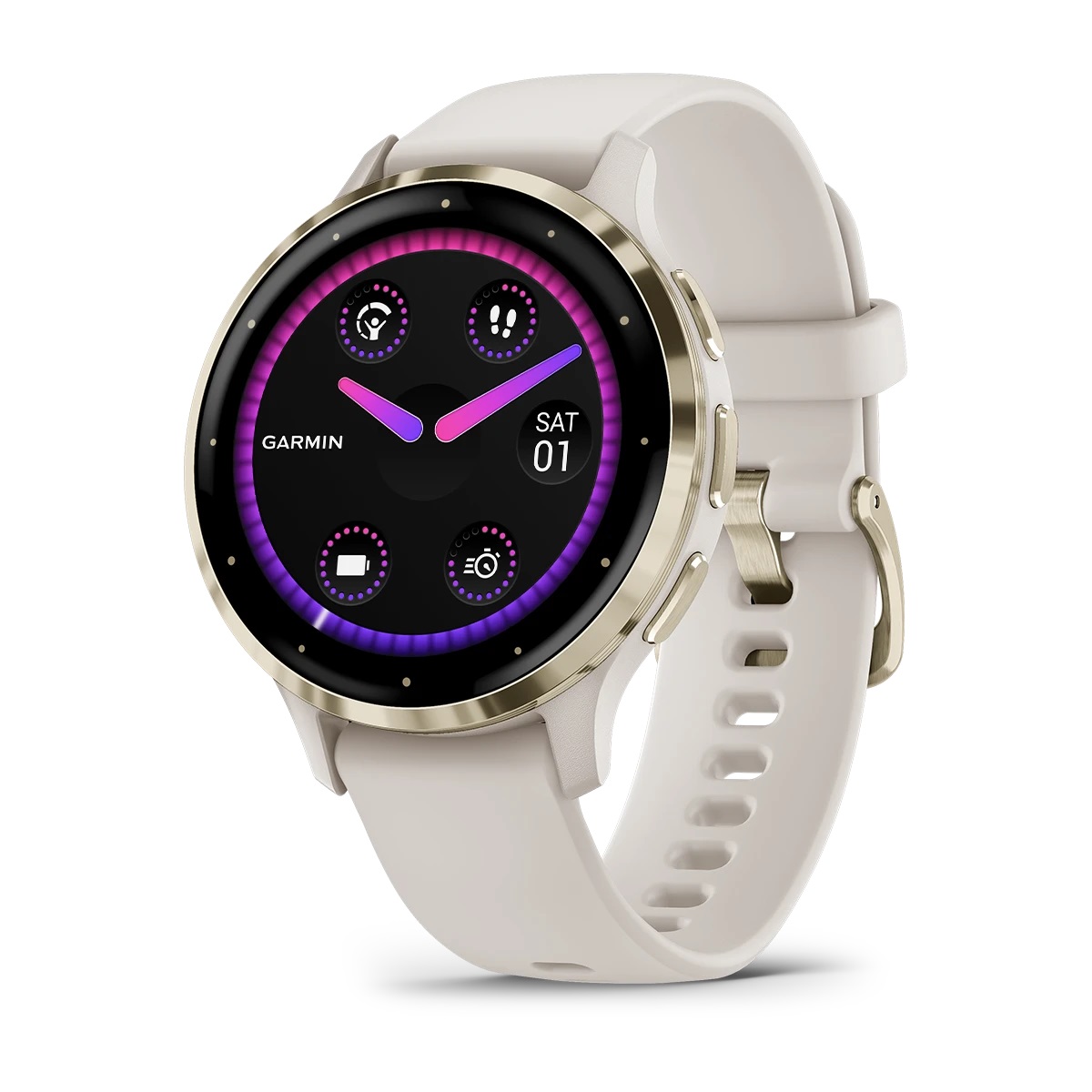 Умные часы Garmin Venu 3S (Цвет: Ivory / Soft Gold Buckle)