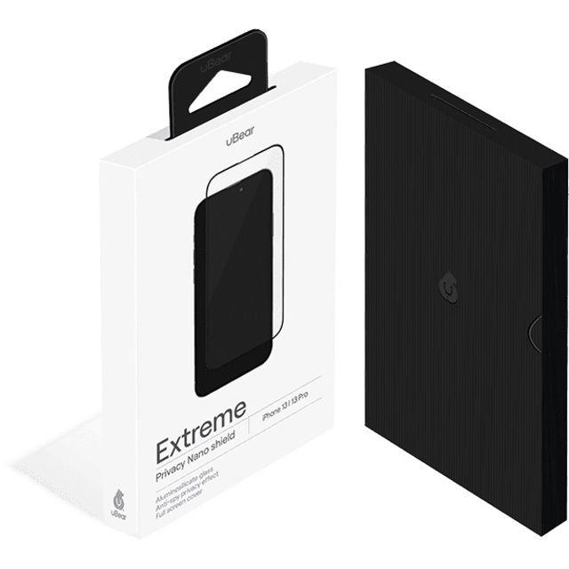Защитное стекло uBear Extreme Privacy Nano Shield для iPhone 13 Pro, черный