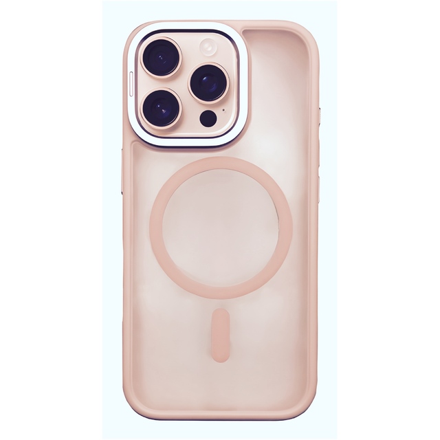 Чехол-накладка Comma Joy Elegant Metal Bracket Magnetic Case для iPhone 16 Pro (Цвет: Pink)