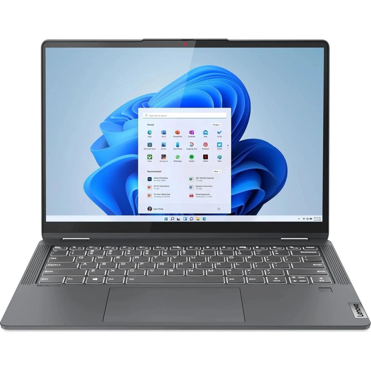 Ноутбук Lenovo IdeaPad Flex 5 14ALC7 Ryzen 5 5500U 16Gb SSD512Gb AMD Radeon 14 IPS Touch 2.2K (2240x1400) Windows 11 Home grey WiFi BT Cam (82R9006ARU)