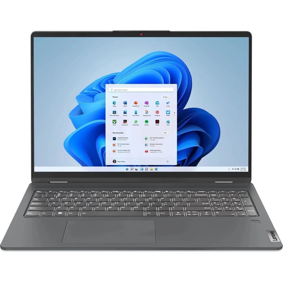 Ноутбук Lenovo IdeaPad Flex 5 16ALC7 Ryzen 5 5500U 16Gb SSD512Gb AMD Radeon 16 IPS Touch 2.5K (2560x1600) Windows 11 Home grey WiFi BT Cam (82RA003VRU)